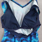 Lands End Blue Marble Swirl Tie Dye Ties Sleeveless Swim Beach Tankini Top 2P