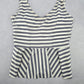 Cupshe Gray White Stripes Tankini Swimwear Crop Padded Top Beach XS Extra Small