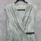 Michael Kors Black White Wrap Midi Knee Length Short Sleeve Dress Large