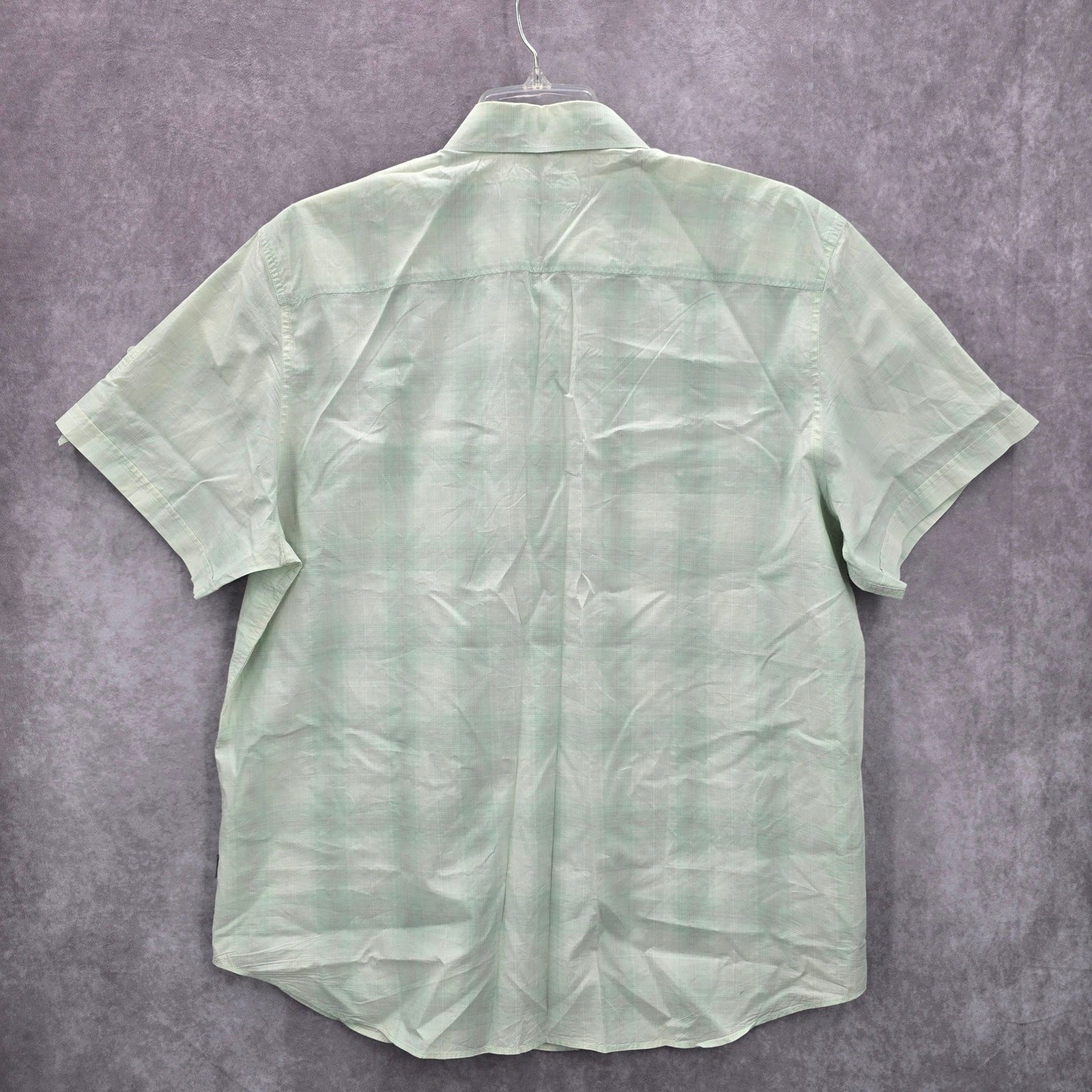 Calvin Klein Green Cotton Mens Button Down Short Sleeve Cotton Plaid Shirt XL