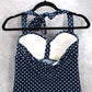 Merona Navy Blue Polka Dot Padded Halter Tie Swim Beach Tankini Top S Small