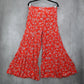 Forever 21 Red Floral Wide Leg Boho Pull On Straight Leg Trousers Pant M Medium