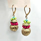 Pink Bead Gold Dangle Hook Drop Earrings Boho Retro Fashion Jewelry E17