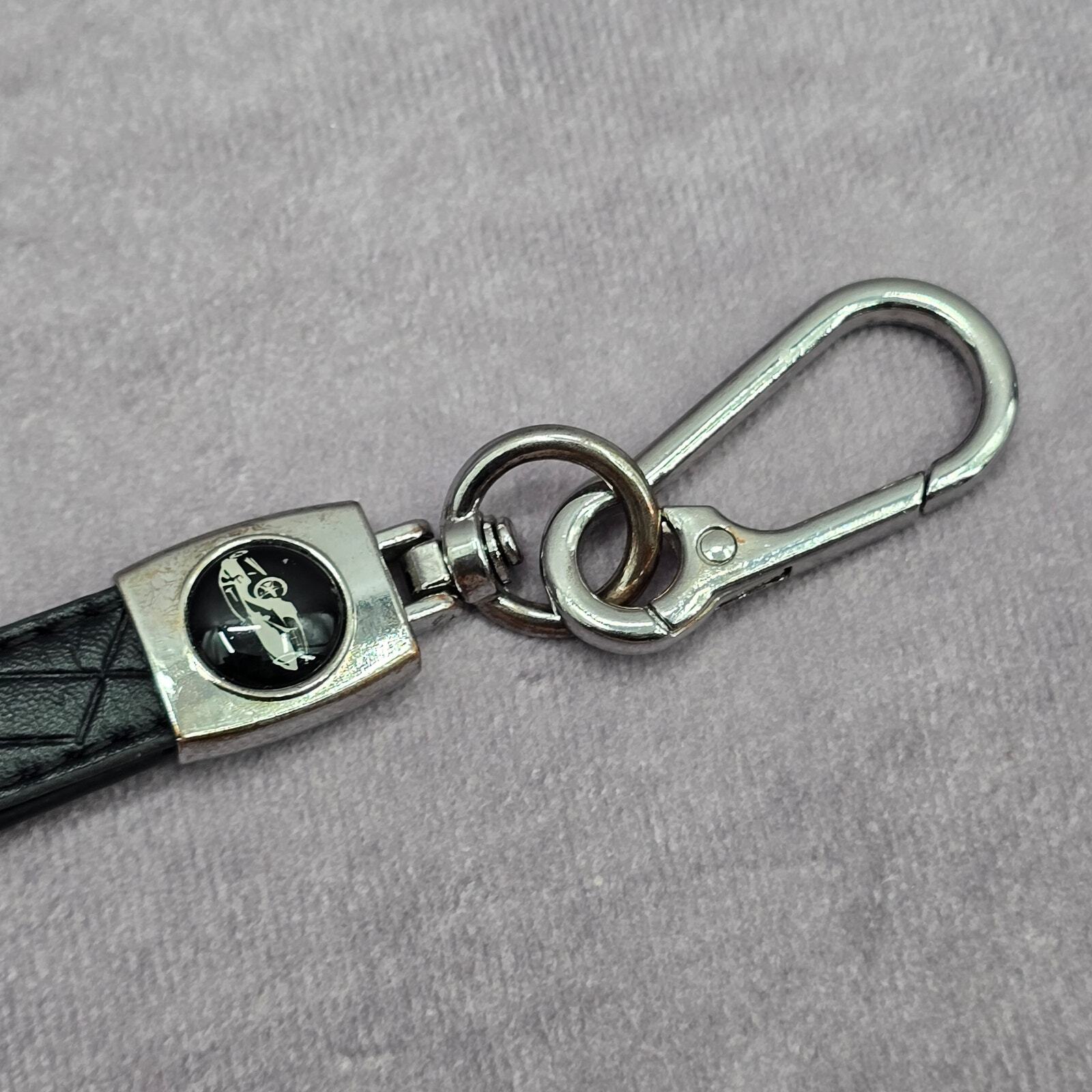 Black Faux Leather Quilt Silver Clip Hook Keychain Escalade Car Accessories