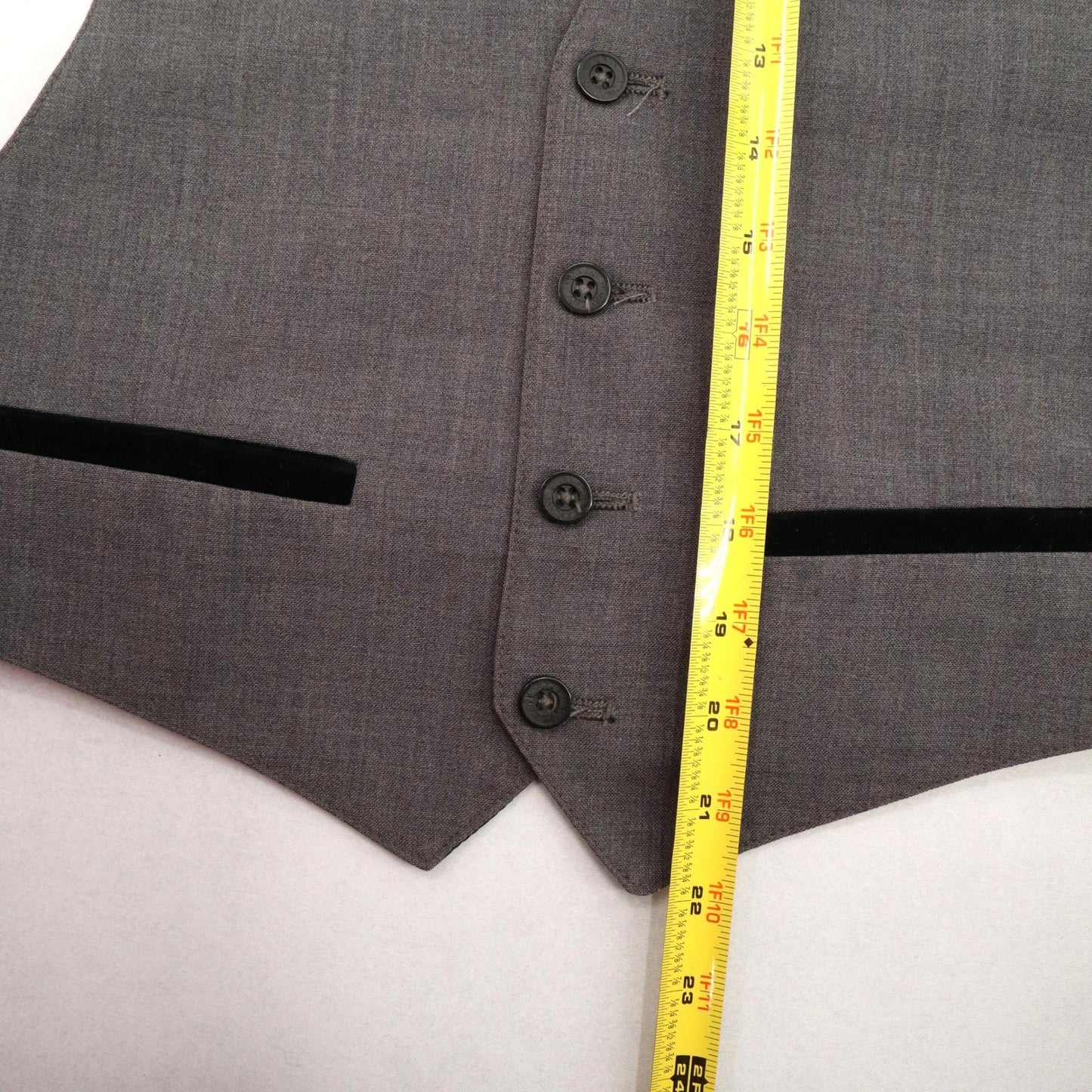 After Six Gray Short Open Back Welt Pocket 4 Button Point Tuxedo Vest Medium 38S