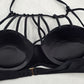 Rue21 Black Strap Padded Halter Swim Sports Bra Beach Bikini Top M Medium