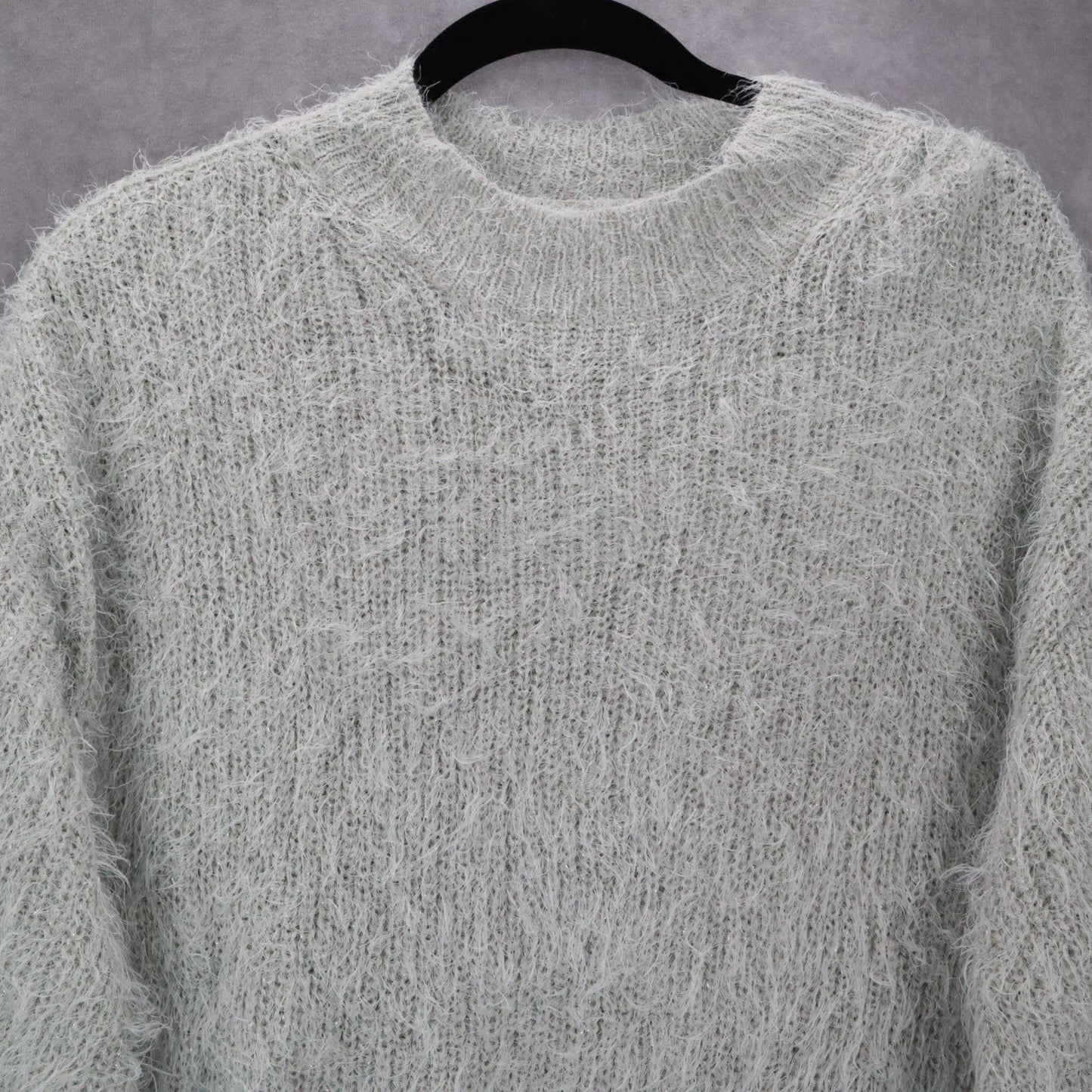 Easel Fuzzy Sweater Gray Shaggy Knit Pullover Cozy Grunge Y2K Softcore M Medium