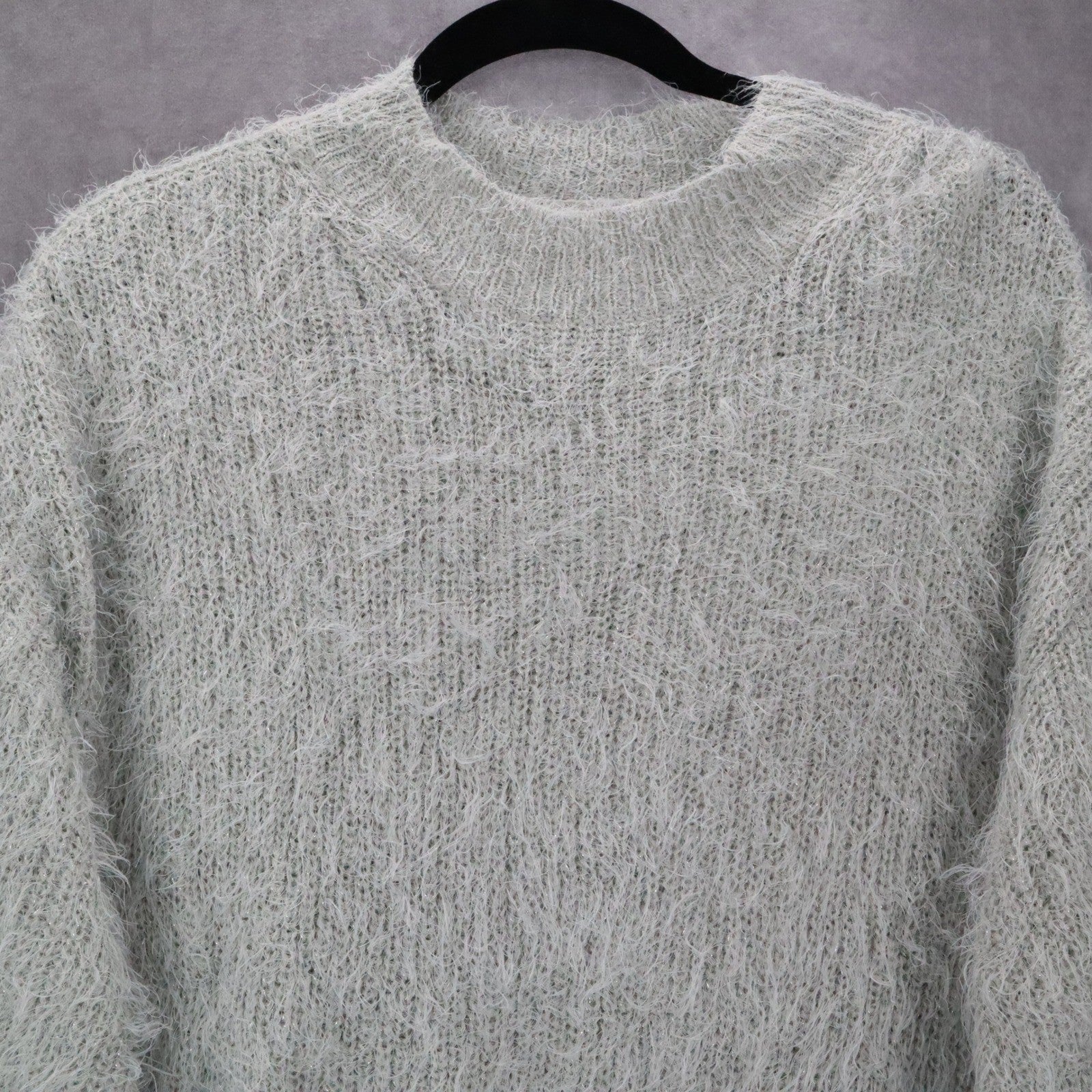 Easel Fuzzy Sweater Gray Shaggy Knit Pullover Cozy Grunge Y2K Softcore M Medium