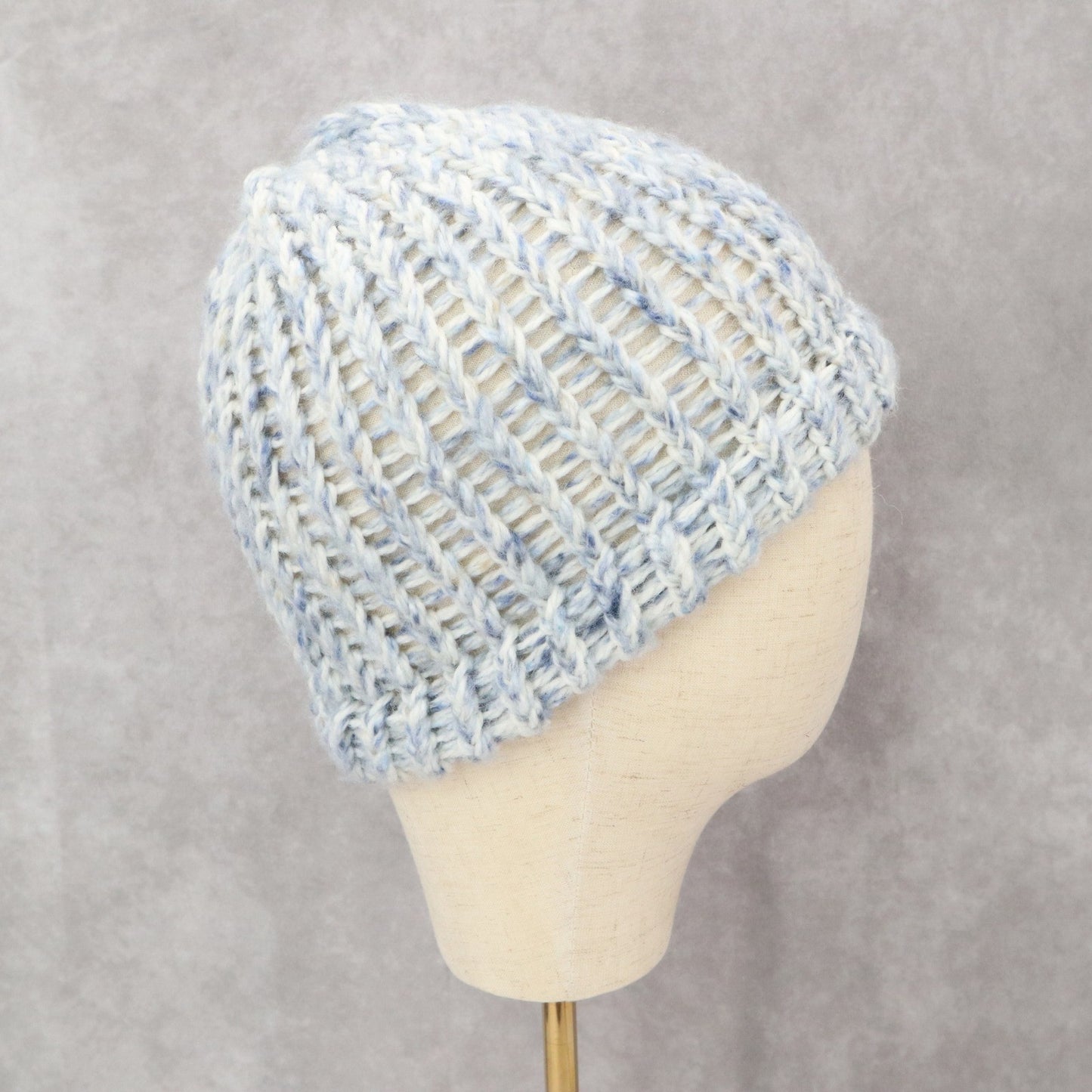 Blue Cable Knit Y2K Vintage Hippy Boys Girls Youth  Bucket Beanie Cap Hat