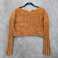 Favlux Yellow Crop Chenille Ribbed Sleeve Y2K VTG Academia Cozy Sweater Small