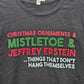 Black Christmas Ornaments & Mistletoe Printed Holiday Tshirt Top Medium