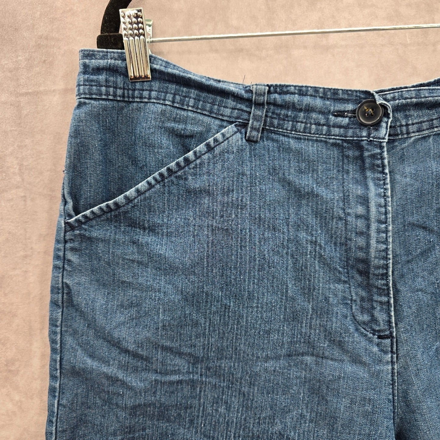 White Stag Blue Cotton Jeans Flat Front Bermuda Bottoms Pants Shorts Plus 14
