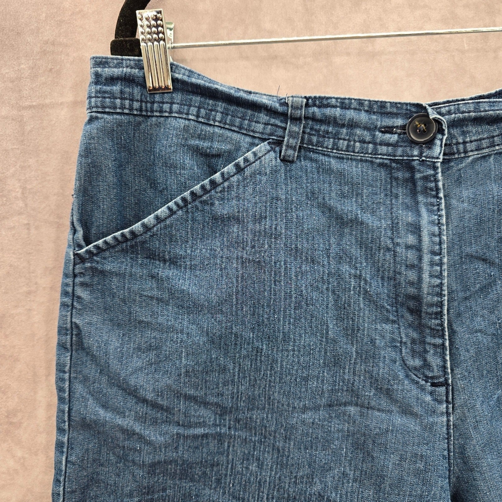 White Stag Blue Cotton Jeans Flat Front Bermuda Bottoms Pants Shorts Plus 14