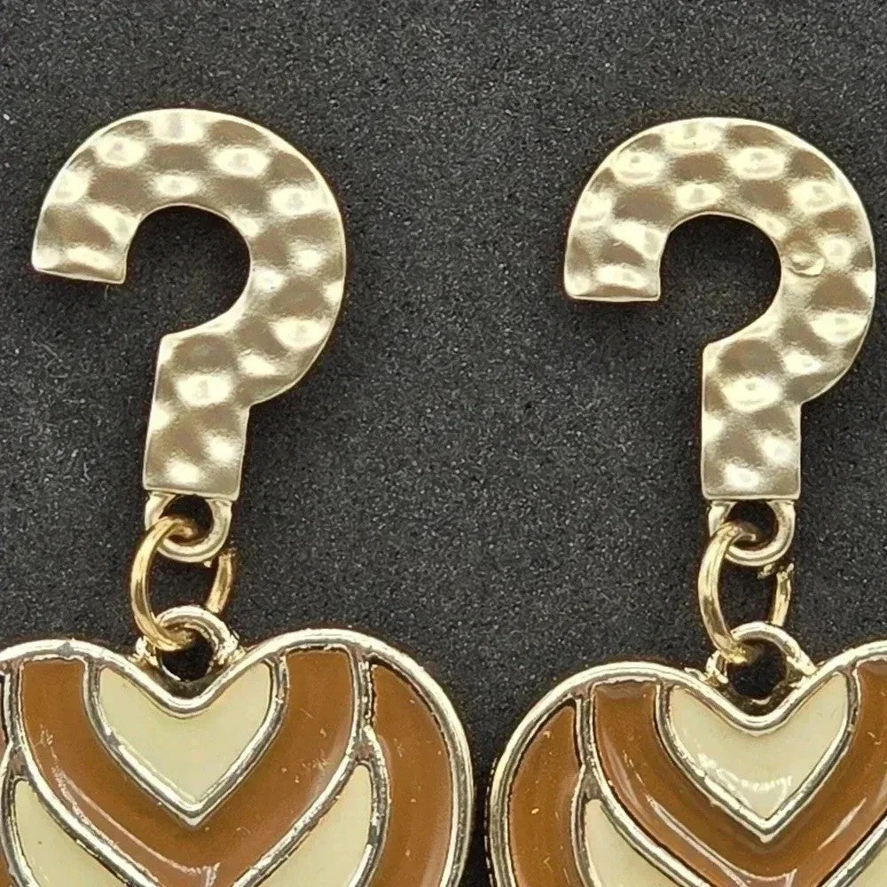 Heart Dangle Gold Brown Boho Retro Hammered Earrings Fashion Jewelry E27