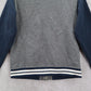 Gap Kids Gray Blue Button Bomber Varsity Pirate Patch Stripe Coat Jacket L Large