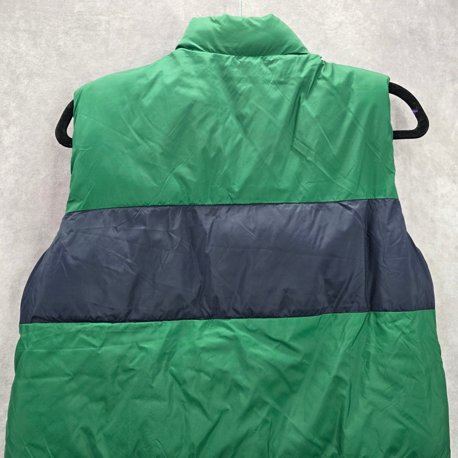 Old Navy Green Blue Stripe Zip Sleeveless Puffer Fleece Boys Vest XL 14/16
