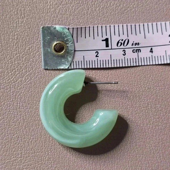 Green Half Circle Hoop Fun Small Boho Earrings Small E15