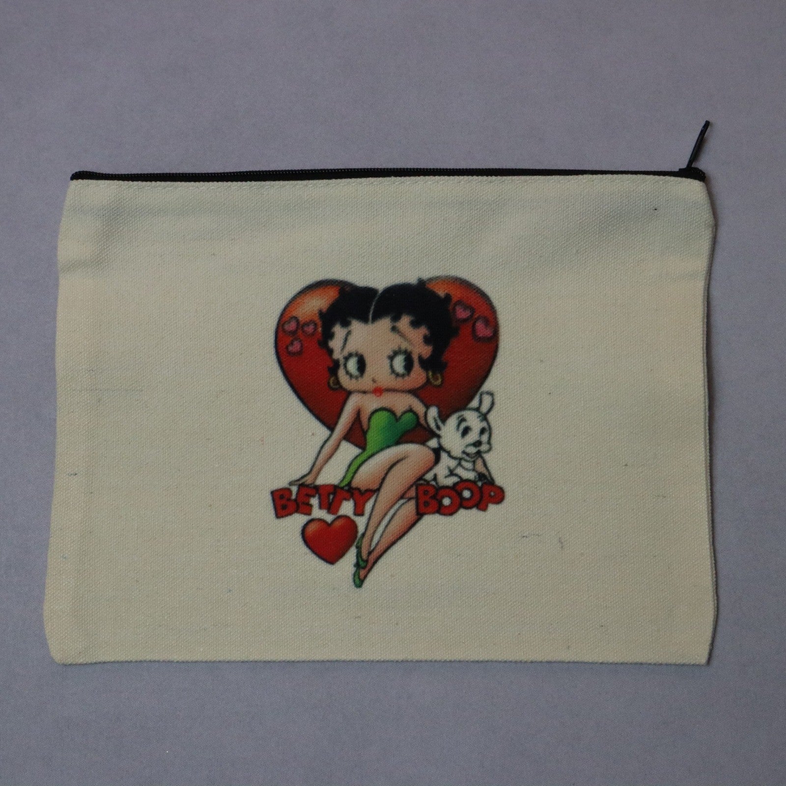 Betty Boop Black Zipper Canvas Pouch Handmade Makeup Bag