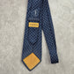 YSL Blue Gold Stripe Plaid Executive Silk Italy Neck Tie Men