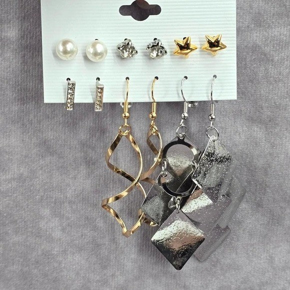 Dangle Hoop Pearl Stud Boho Set of 6 Bundle Earring Fashion Jewelry NWT