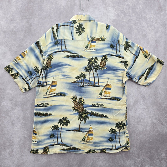 Campia Moda Beach Palm Tropical Surf Island Vintage Relax Hawaiian Shirt L