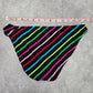 Malibu Dream Girl Black Red Pink Stripe Cheeky Bikini Bottom Swimwear M Medium