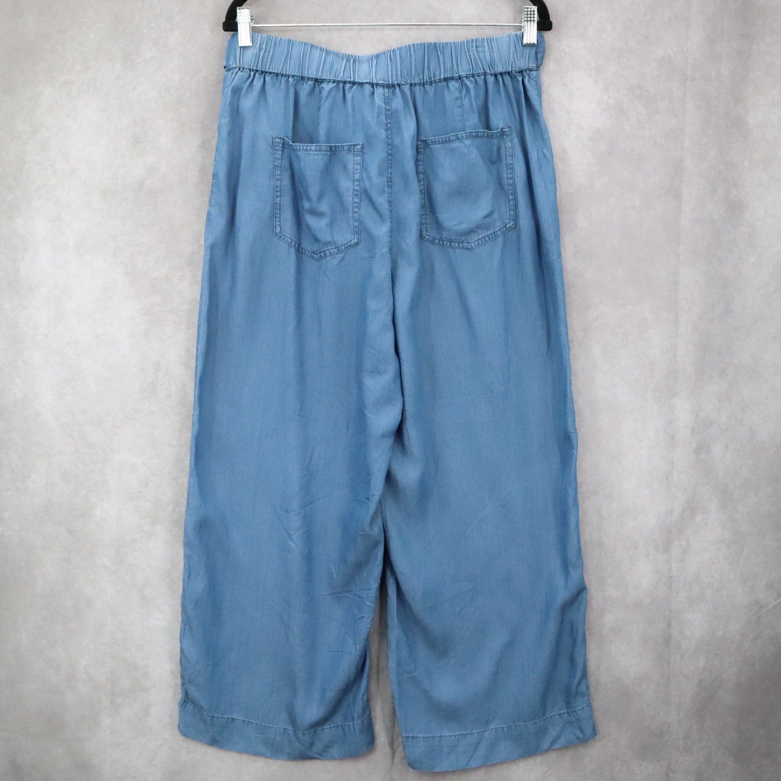 Zac & Rachel Blue Wide Leg Pants Belted Soft Boho Comfy Minimalist L Large