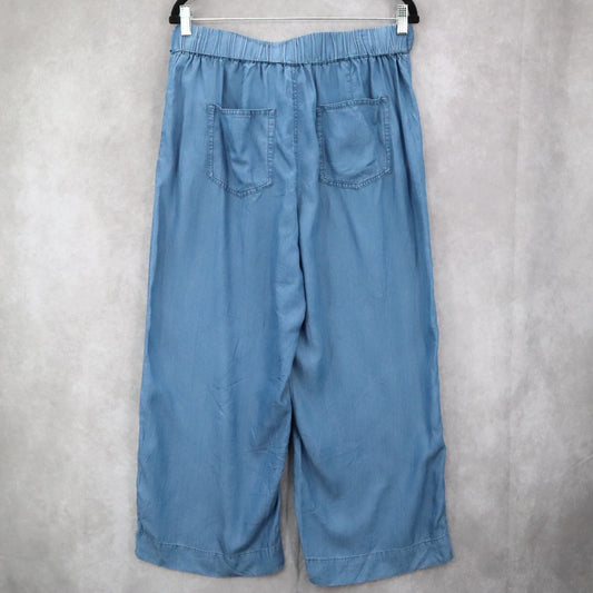 Zac & Rachel Blue Wide Leg Pants Belted Soft Boho Comfy Minimalist L Large