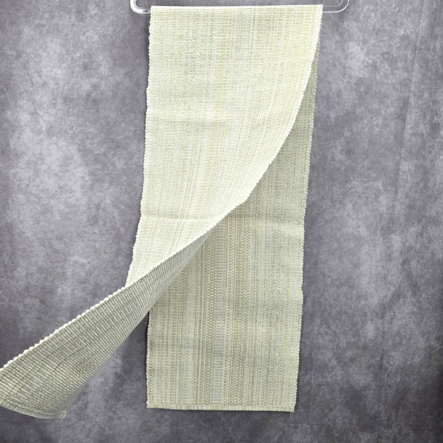Cream Metallic Gold Scallop Edge Rectangle Long Holiday Table Runner 70" X 13"