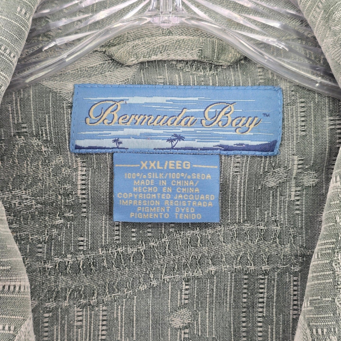 Bermuda Bay Green Tropical Surf Island Vintage Cotton Relax Hawaiian Shirt XXL