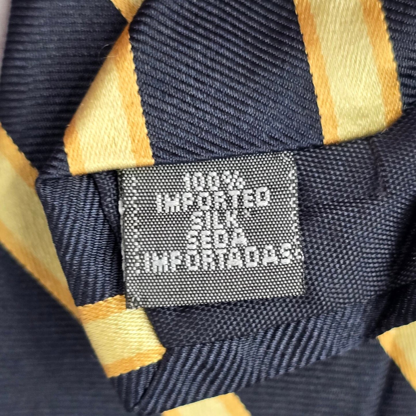 Jones New York Blue Yellow Stripe Geometric Repp 100% Silk Men's Neck Tie NWOT