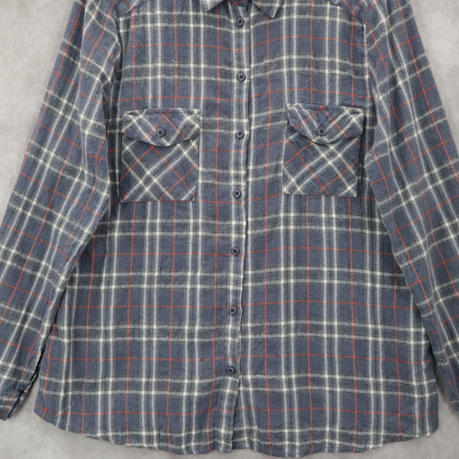 Entro Gray Plaid Flannel Button Down Western Cotton Tartan Extra Large XL