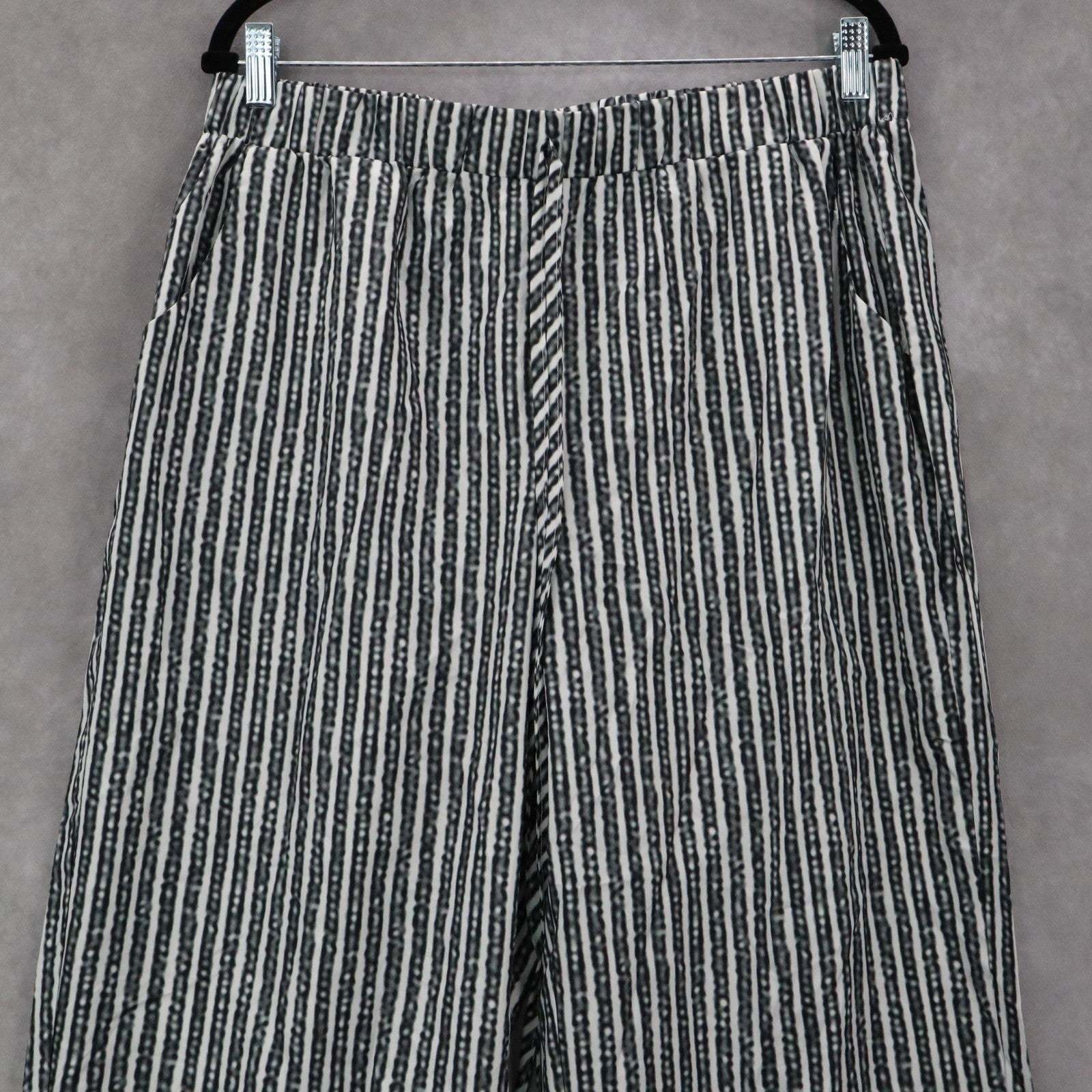 Gray Stripes Wide Leg Boho Preppy Straight Business Casual Trousers Pant Plus 1X
