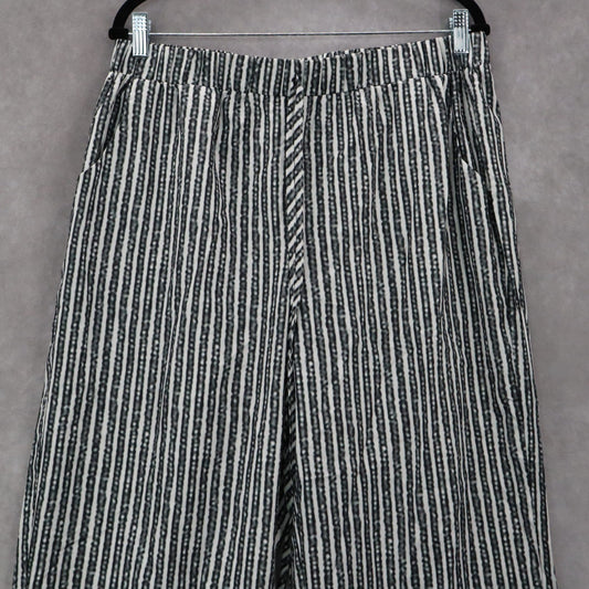 Gray Stripes Wide Leg Boho Preppy Straight Business Casual Trousers Pant Plus 1X