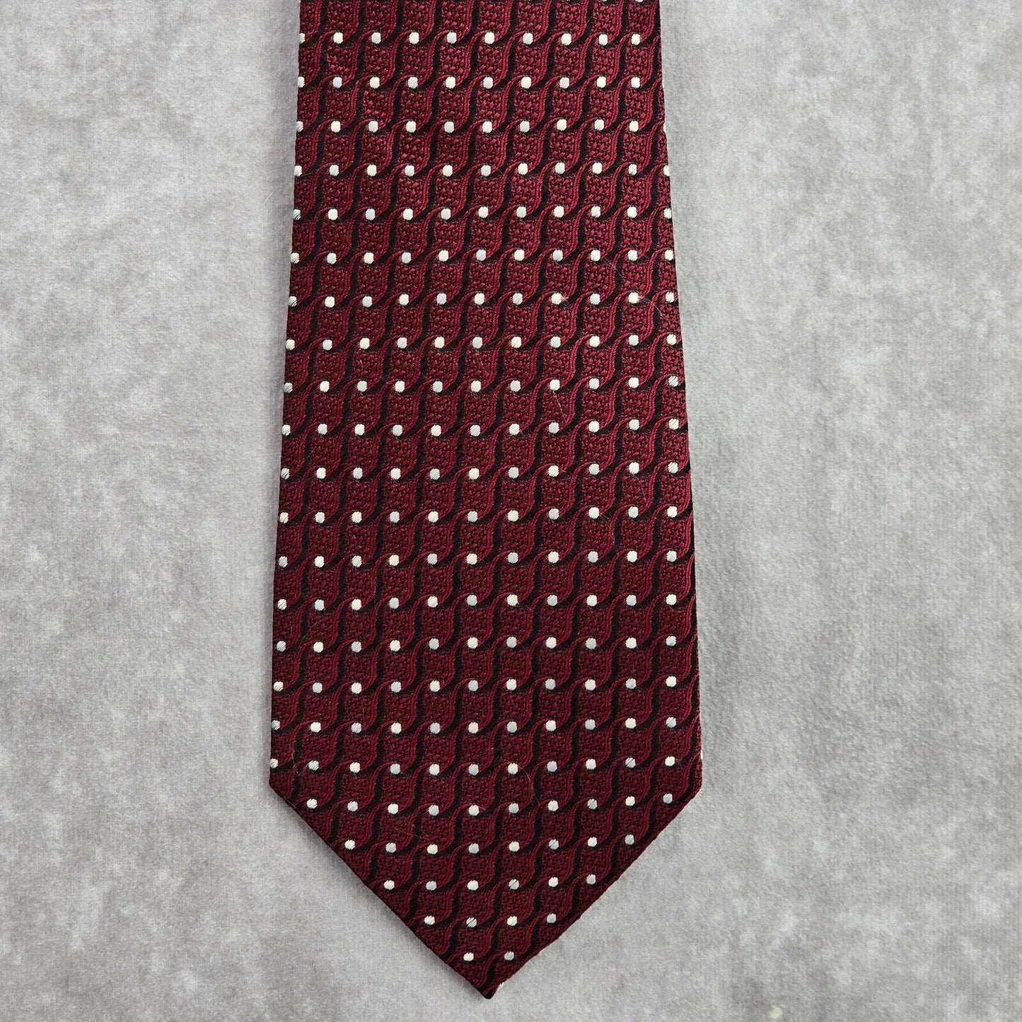 Burma Bibas Red Black White Geometric Polka Dot Silk Men's Neck Tie Executive