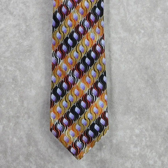 John W. Nordstrom Brown Purple Geometric 100% Silk Italy Men's Neck Tie
