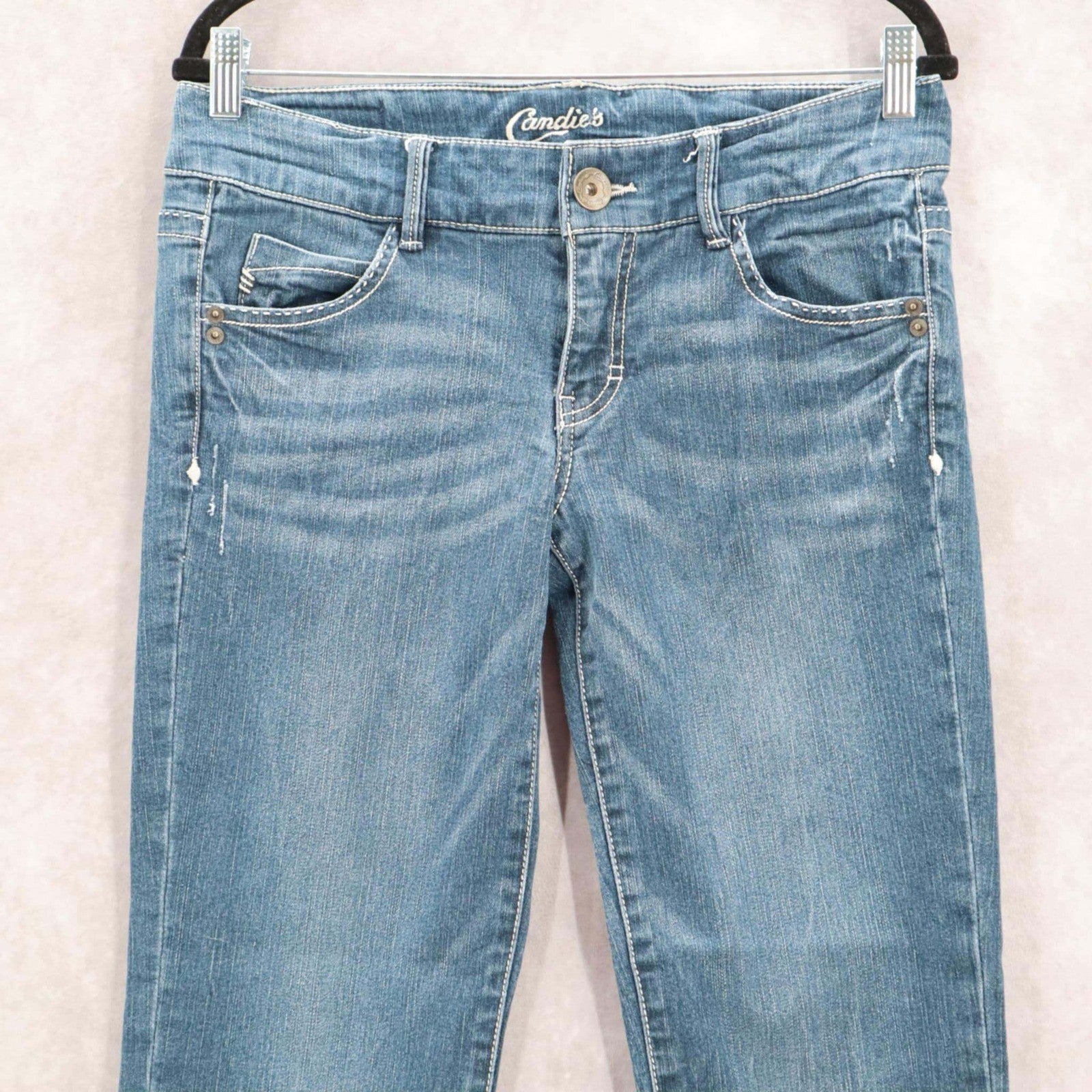 Candie's Blue Straight Leg Cotton Tapered Juniors Classic Denim Jeans 11