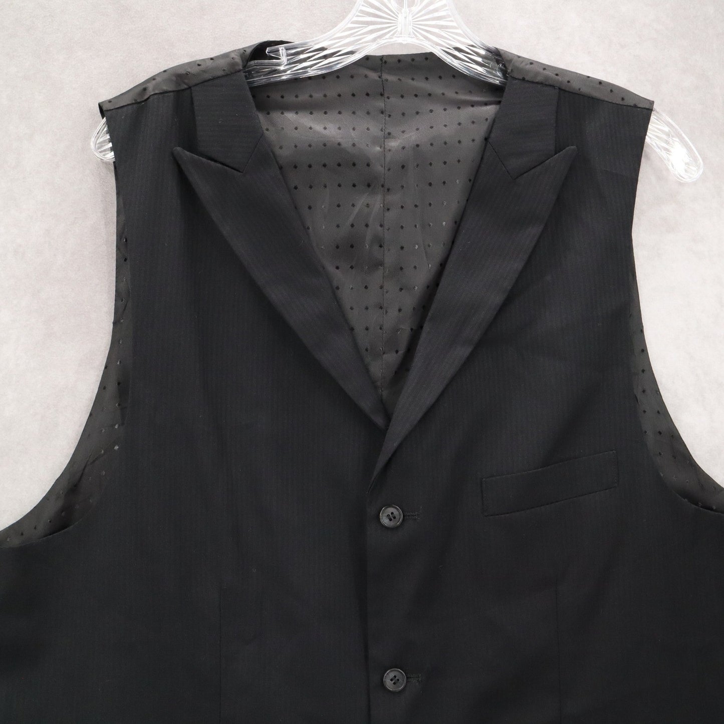 Black Stripe Polka Dot 4 Button Point Peak Lapel Formal Tuxedo Vest Large 44R