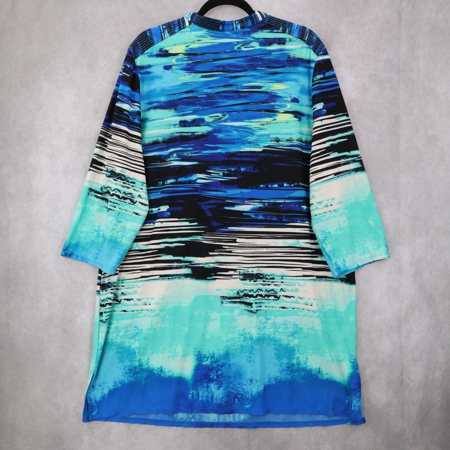 Serengeti Catalog Blue Stripe Knee Length Boho Midi Relaxed Work Dress Plus 2X