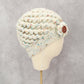 White Multi Cable Knit Flower Button Y2K Vintage Beanie Cap Hat