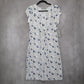 Riders by Lee White Floral Midi Dress Blue V-Neck Casual A-Line Flare S Small