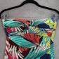 Anne Cole Blue Floral Tropical Leaf Strapless Tube Bikini Swim Tankini Top Small