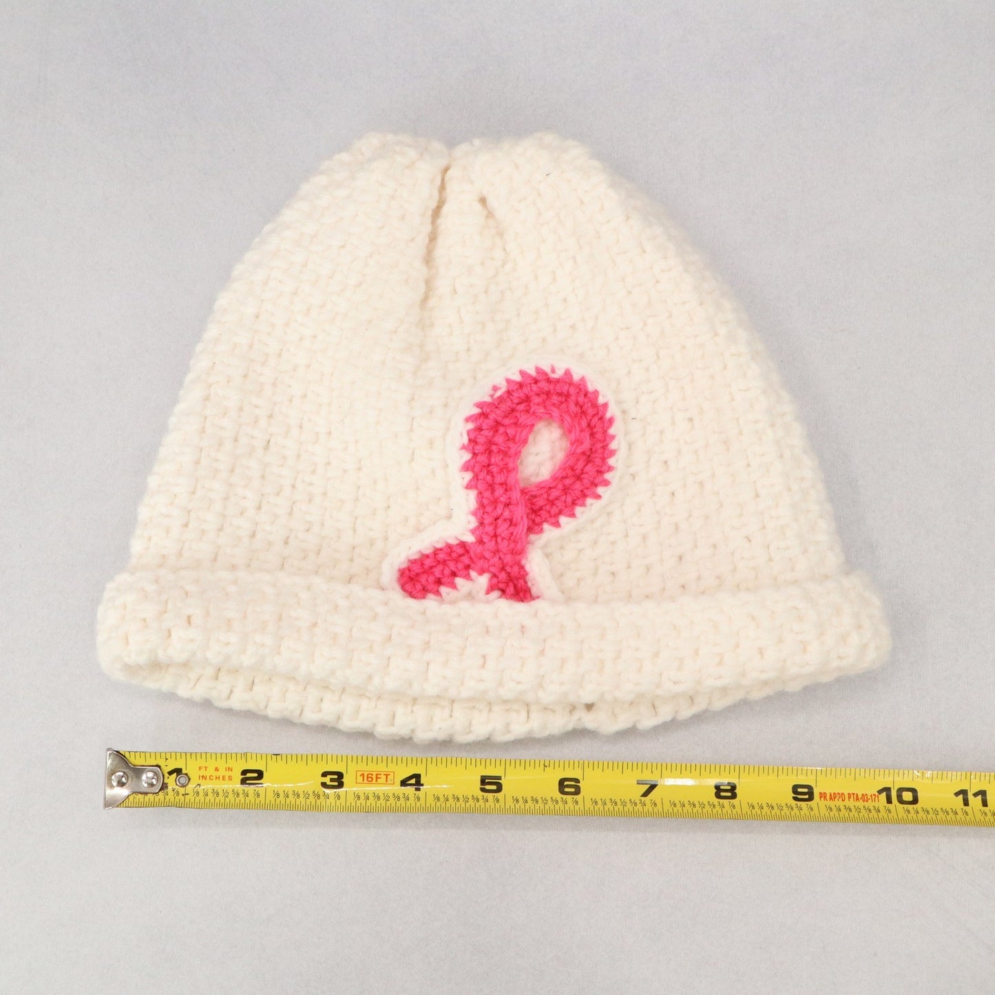 Pink Ribbon Cable Knit Y2K Vintage Breast Cancer Beanie Cap Hat OS