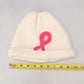 Pink Ribbon Cable Knit Y2K Vintage Breast Cancer Beanie Cap Hat OS