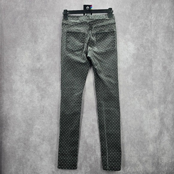 H&M Gray Polka Dot Skinny Denim Pull On Jeans Jeggings Junior Girls 4
