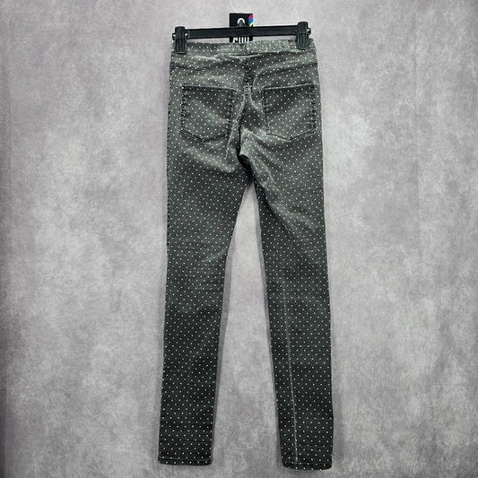 H&M Gray Polka Dot Skinny Denim Pull On Jeans Jeggings Junior Girls 4