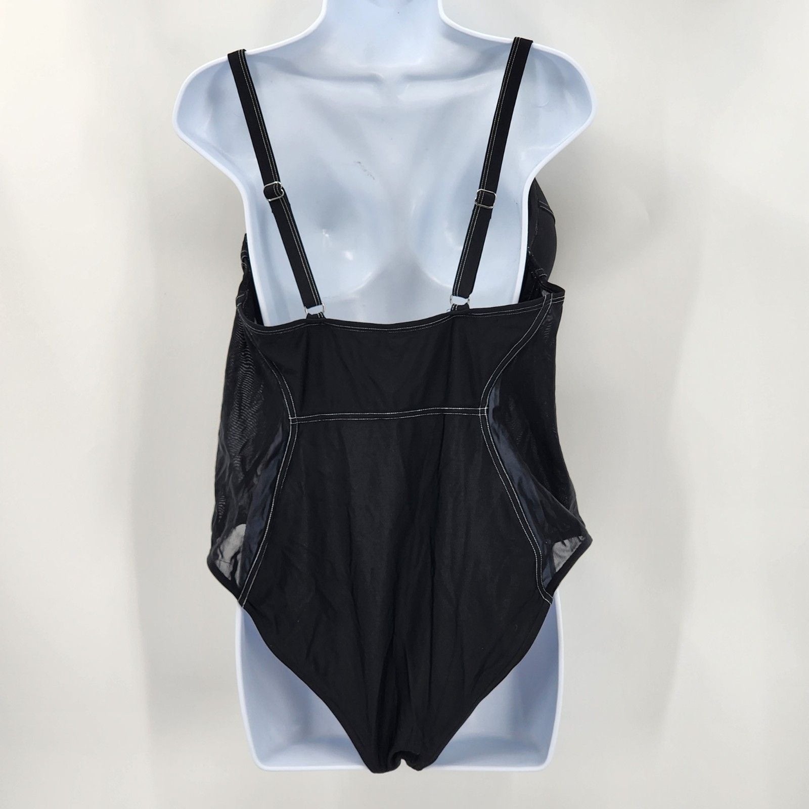 Shein Black Swimsuit Swimwear Black One Piece Underwire Mesh Full Coverage M