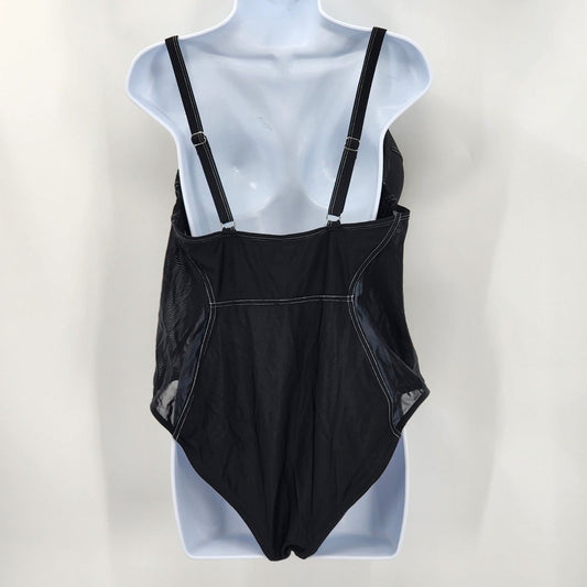 Shein Black Swimsuit Swimwear Black One Piece Underwire Mesh Full Coverage M