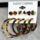Brown Hoop Stud Dangle Brown Boho Retro Set Earrings Fashion Jewelry JB2-5