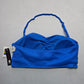 No Boundaries Blue Ribbed Padded Bandeau Halter Swim Bra Beach Bikini Top Large